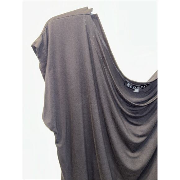 Eloquii Blouse Size 14/16 Cowl Neck Black Short Sleeve Goth Witchy Minimalist - Picture 2 of 8